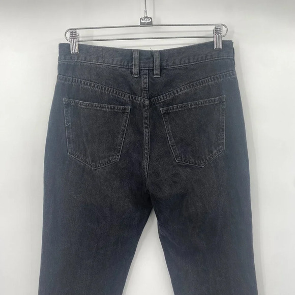 We The Free Mid Rise Straight Jeans Women Size 26 Black Frayed Raw Hem Dark Wash - Picture 6 of 11